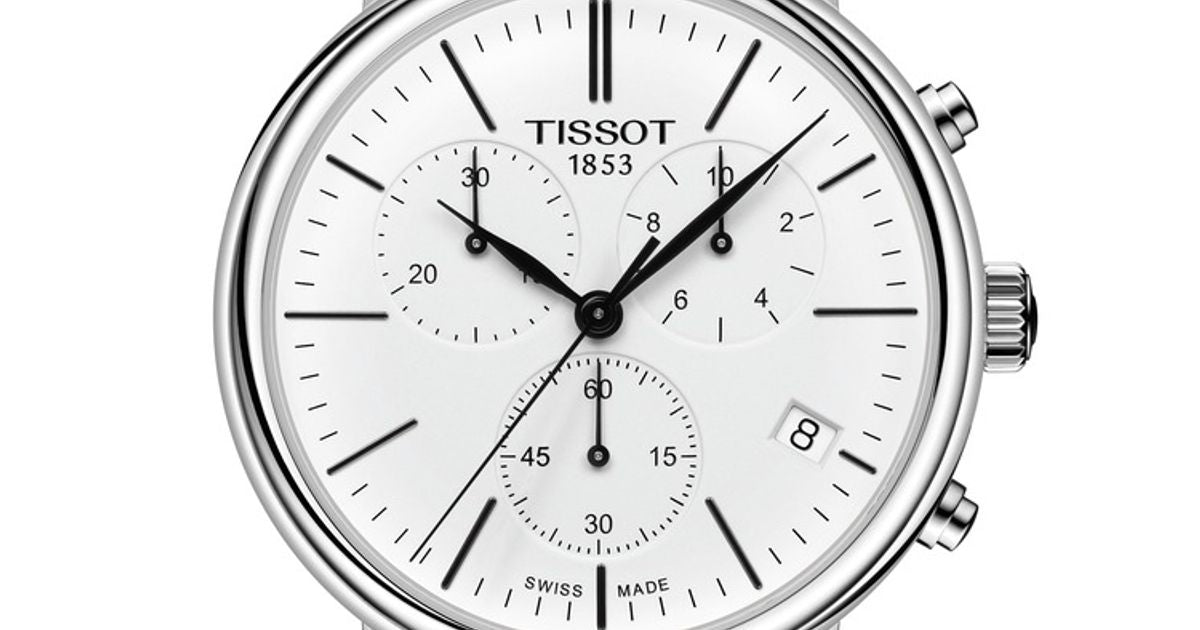 Tissot Carson Premium Chronograph White Dial Brown Leather Strap Watch For Men - T122.417.16.011.00 Watches Tissot   