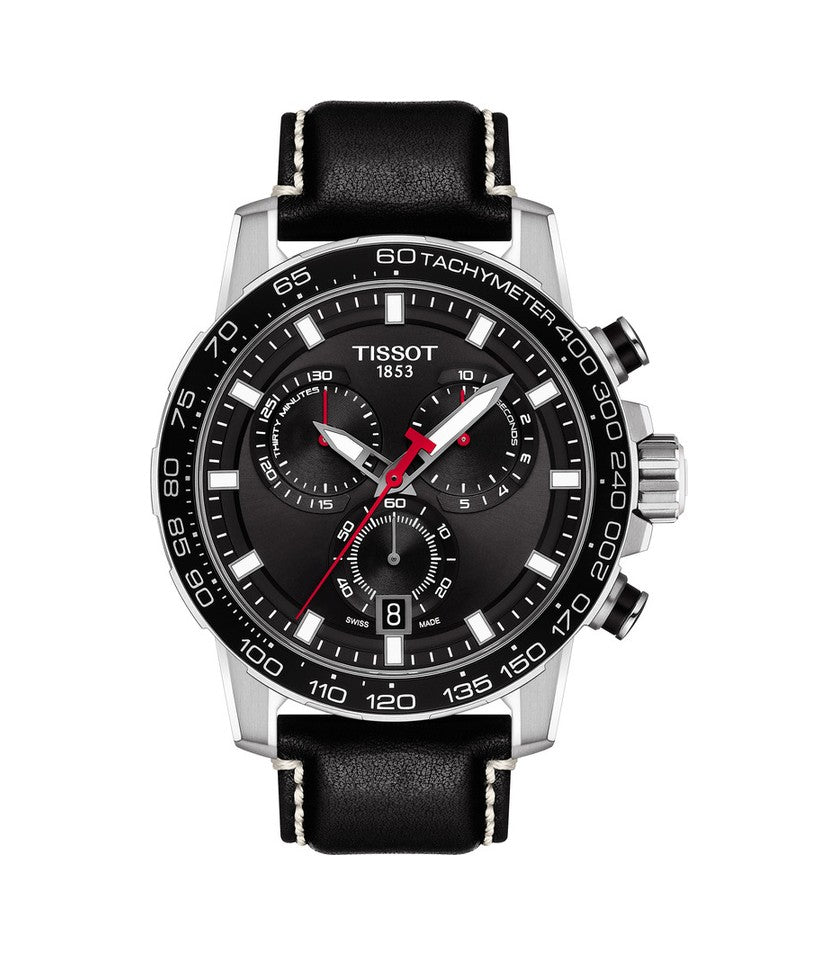 Tissot Supersport Chrono Black Dial Black Leather Strap Watch for Men - T125.617.16.051.00 Watches Tissot   