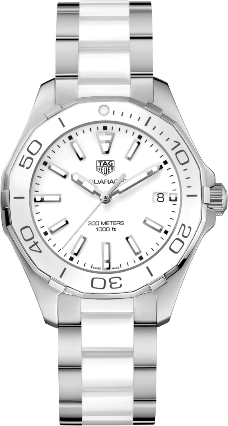 Tag Heuer Aquaracer Quartz 35mm White Dial Two Tone Steel Strap Watch Women - WAY131B.BA0914 Watches Tag Heuer   