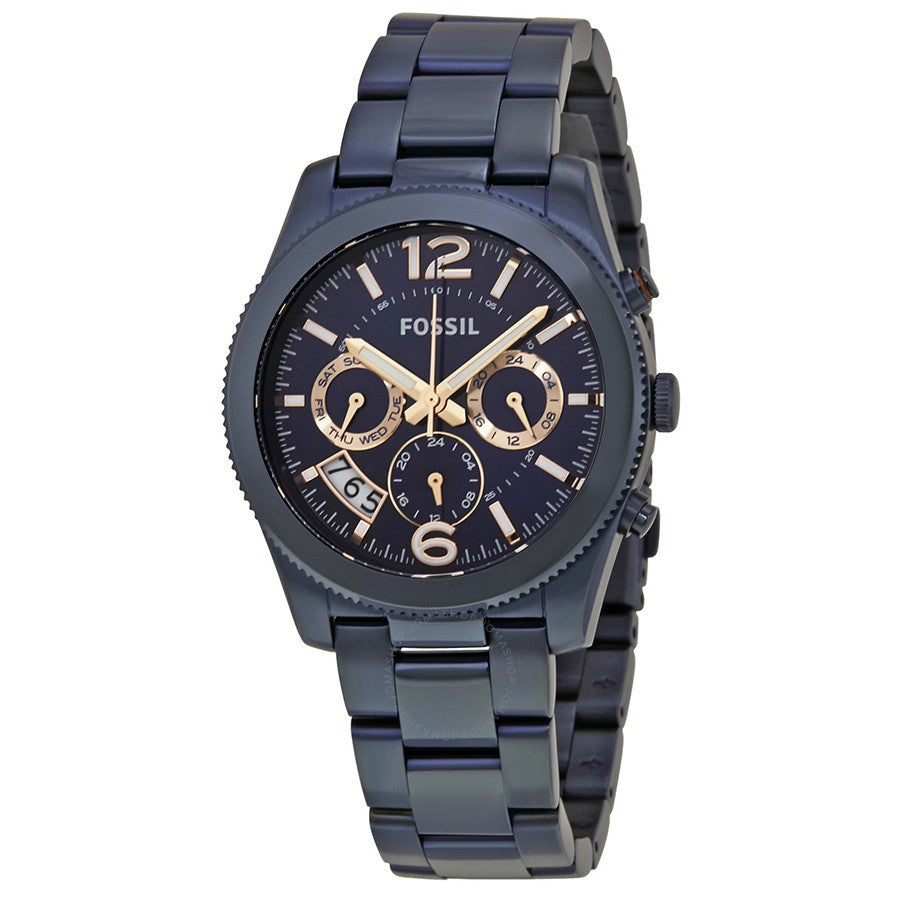 Fossil Perfect Boyfriend Multifunction Blue Dial Blue Steel Strap Watch for Women - ES4093 Watches Fossil   