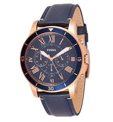 Fossil Grant Sport Chronograph Blue Dial Blue Leather Strap Watch for Men - FS5237 Watches Fossil   