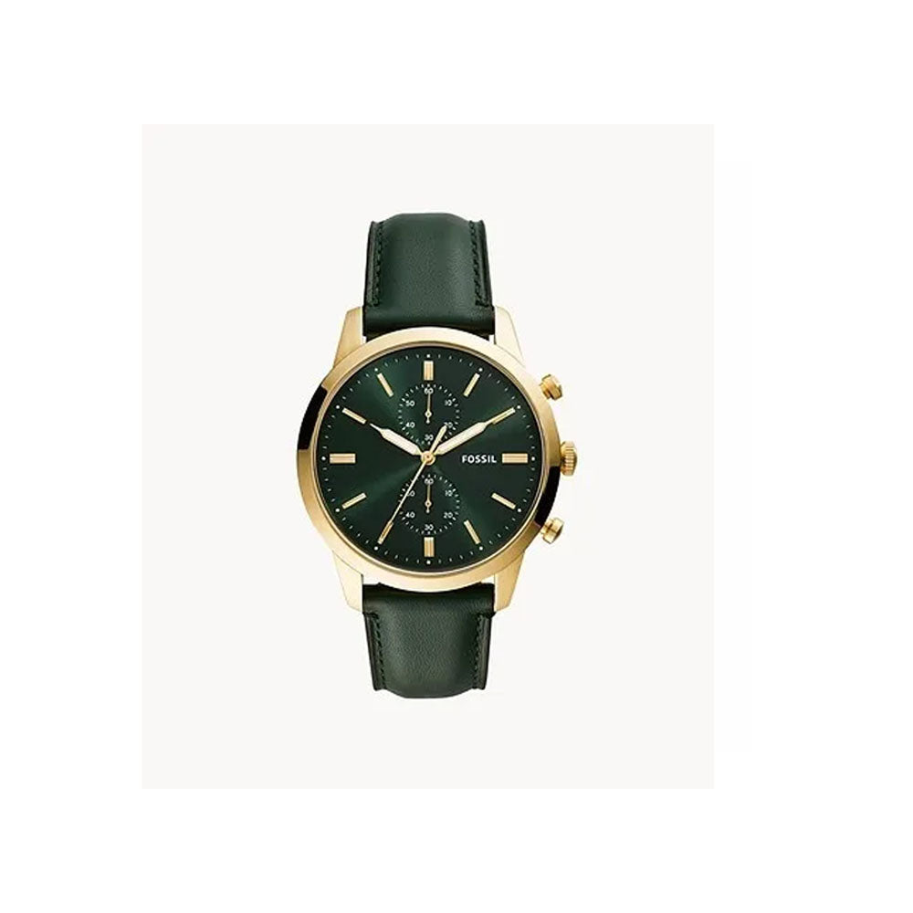 Fossil Townsman Chronograph Green Dial Green Leather Strap Watch for Men - FS5599 Watches Fossil   