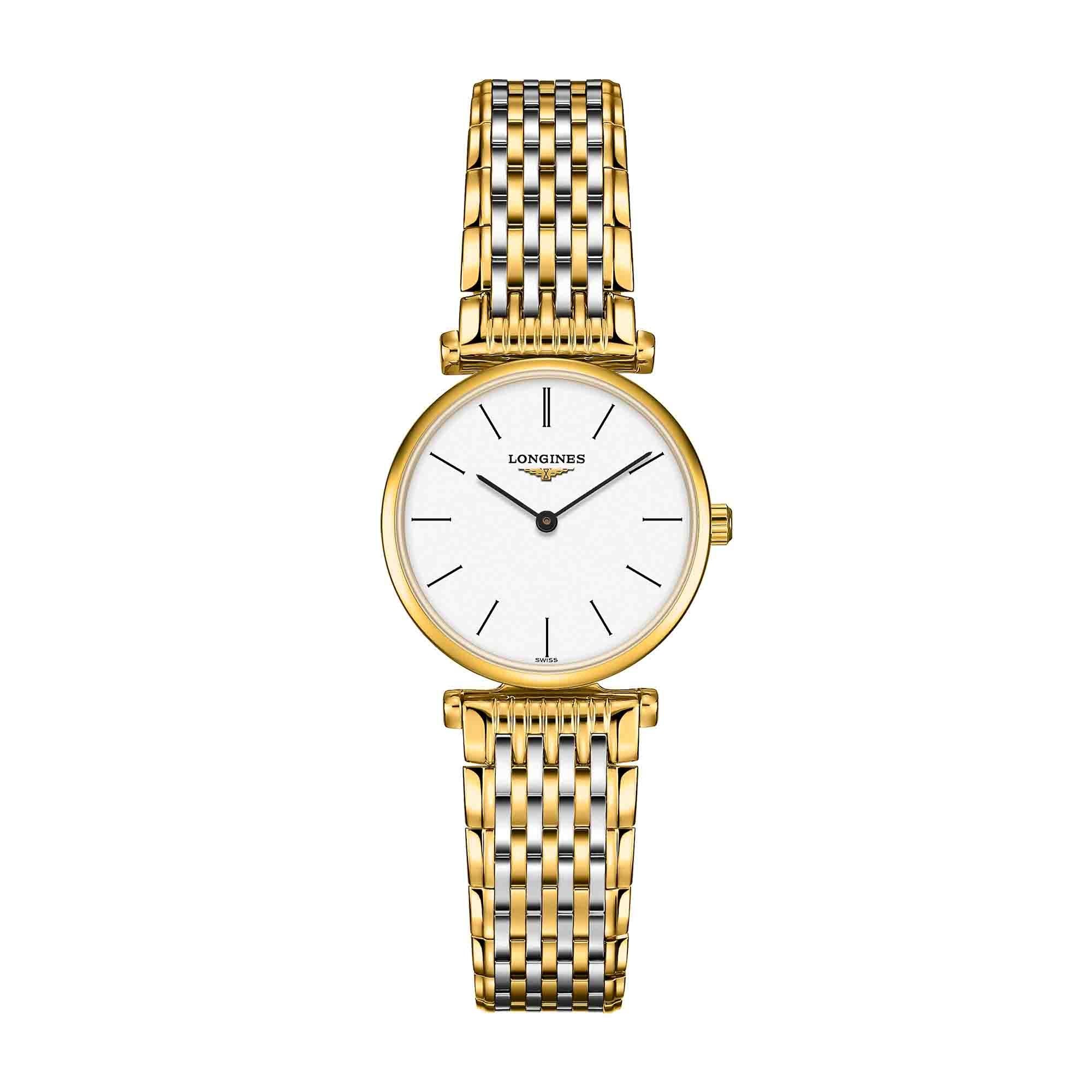 Longines La Grande Classique White Dial White Dial Two Tone Mesh Bracelet Watch for Women - L4.209.2.12.7 Watches Longines   