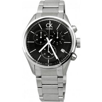 Calvin Klein Masculine Chronograph Black Dial Silver Steel Strap Watch for Men - K2H27104 Watches Calvin Klein   