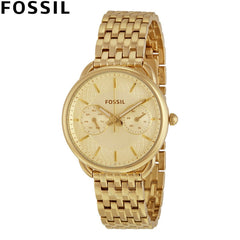 Fossil Tailor Gold Dial Gold Stainless Steel Strap Watch for Women - ES3714 Watches Fossil   