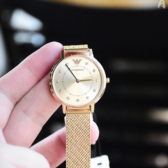 Emporio Armani Pink Dial Pink Mesh Bracelet Watch For Women - AR11129 Watches Emporio Armani   