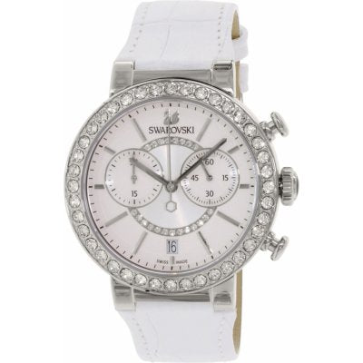 Swarovski Citra Sphere Chronograph White Dial White Leather Strap Watch for Women - 5027127 Watches Swarovski   