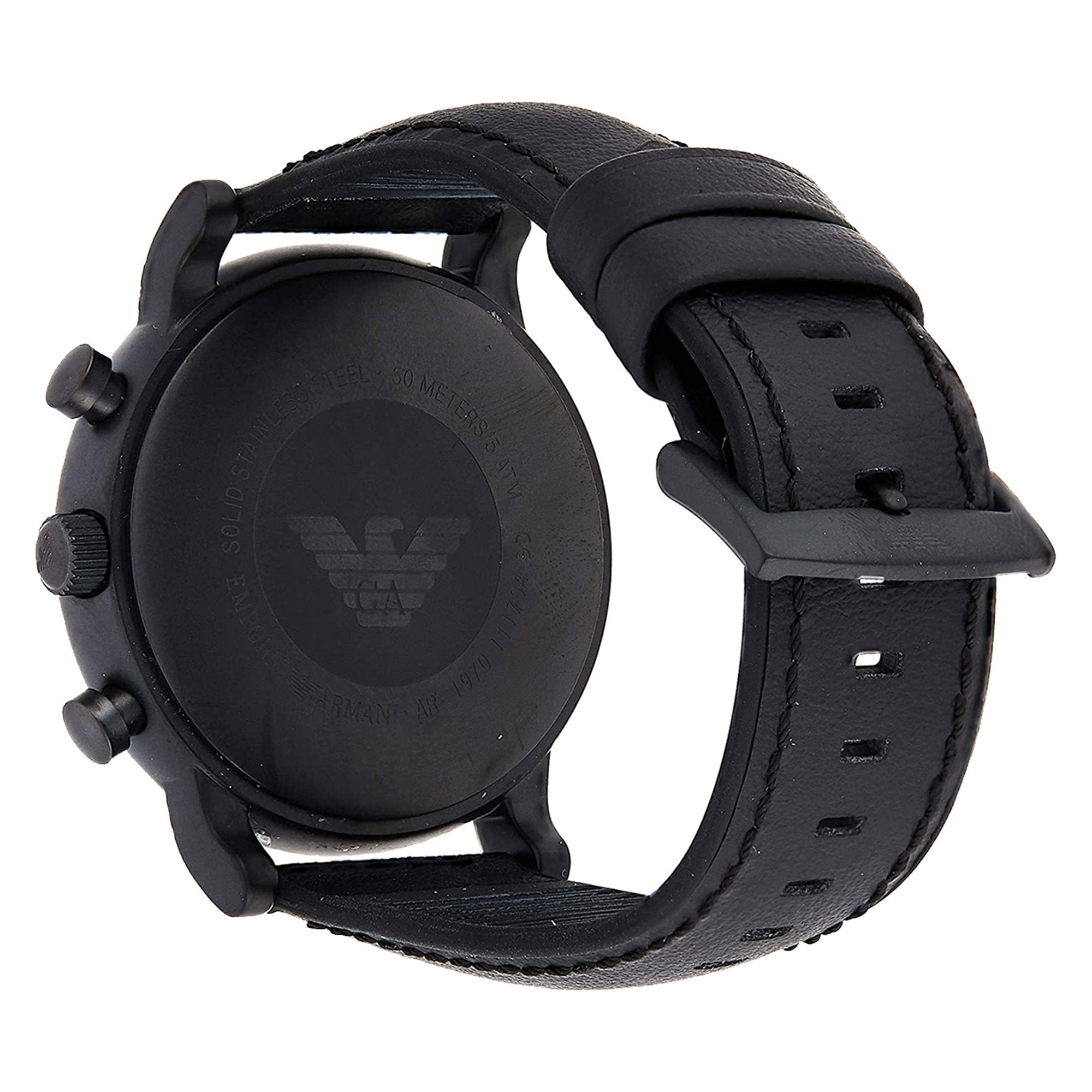 Emporio Armani Luigi Chronohraph Black Dial Black Leather Strap Watch For Men - AR1970 Watches Emporio Armani   