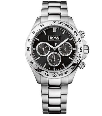 Hugo Boss Ikon Black Dial Silver Steel Strap Watch for Men - 1512965 Watches Hugo Boss   