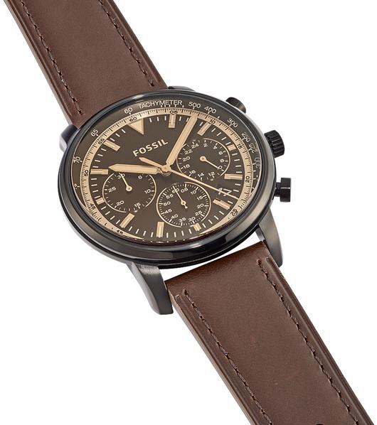 Fossil Goodwin Chronograph Brown Dial Brown Leather Strap Watch for Men - FS5529 Watches Fossil   