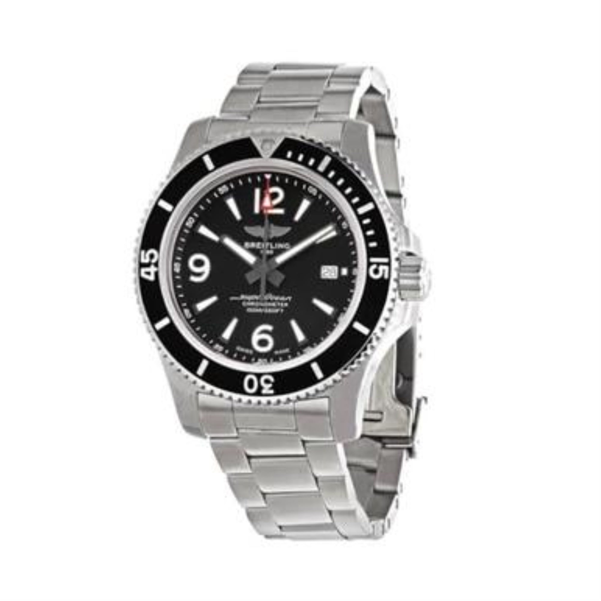 Breitling Superocean Automatic 44mm Black Dial Silver Steel Strap Watch for Men - A17367D71B1A1 Watches Breitling   