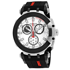 Tissot T Race Chronograph White Dial Black Silicon Strap Watch For Men - T115.417.27.011.00 Watches Tissot   