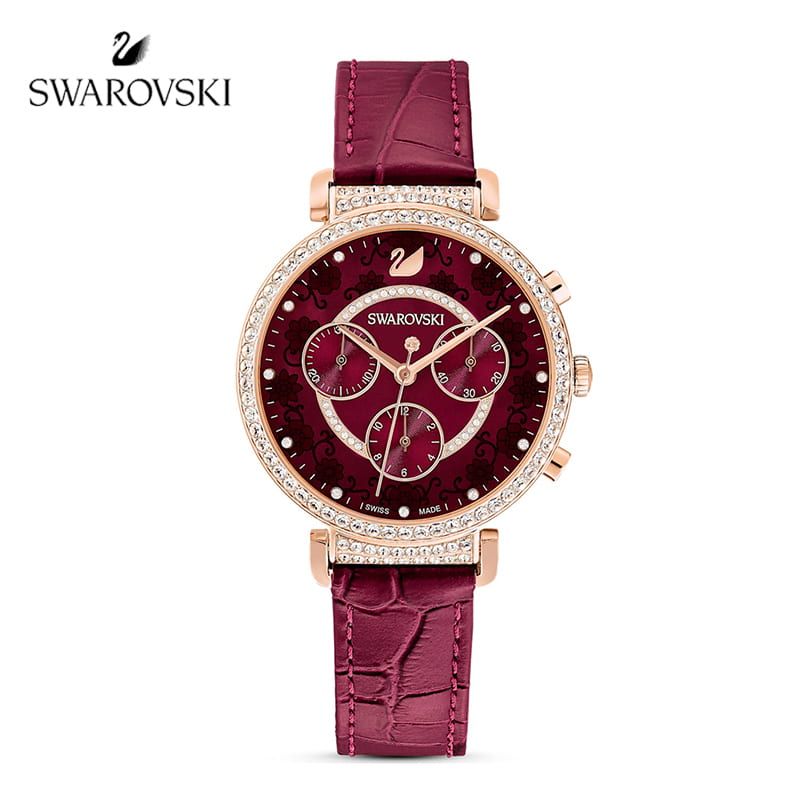 Swarovski Era Journey Red Dial Red Leather Strap Watch for Women - 5416701 Watches Swarovski   