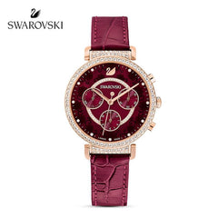 Swarovski Era Journey Red Dial Red Leather Strap Watch for Women - 5416701 Watches Swarovski   