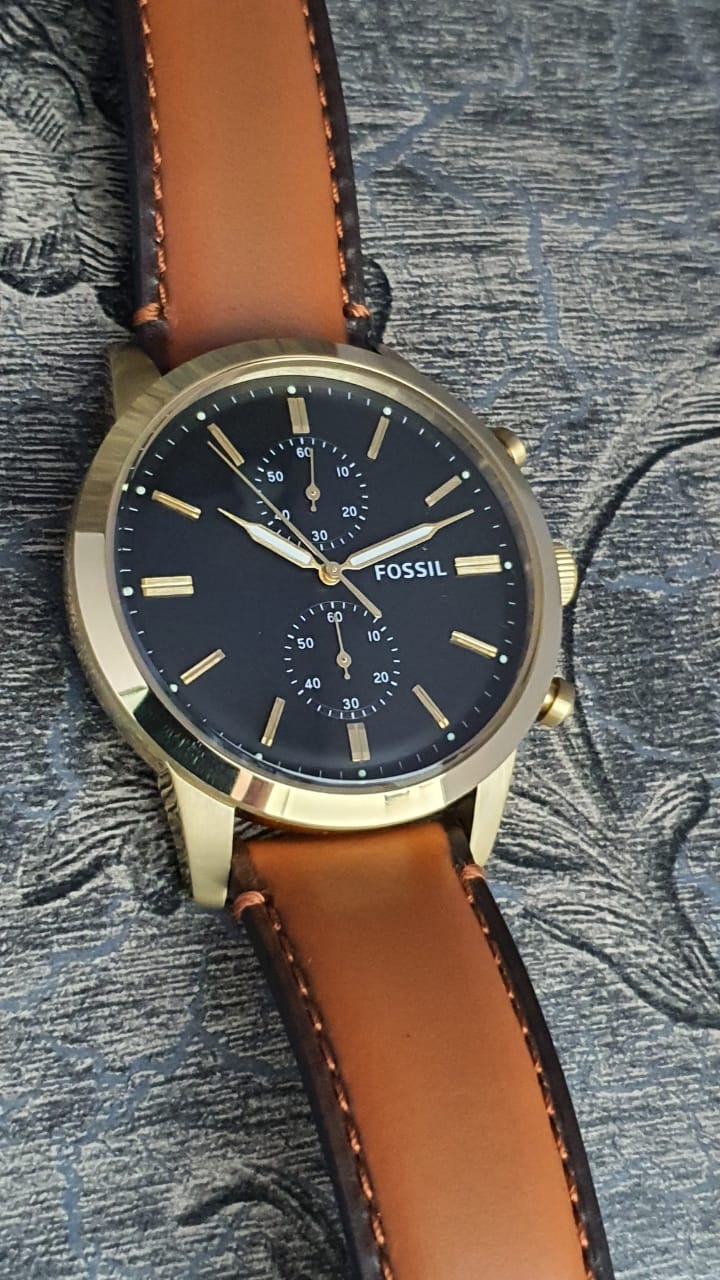 Fossil Townsman Chronograph Blue Dial Brown Leather Strap Watch for Men - FS5279 Watches Fossil   