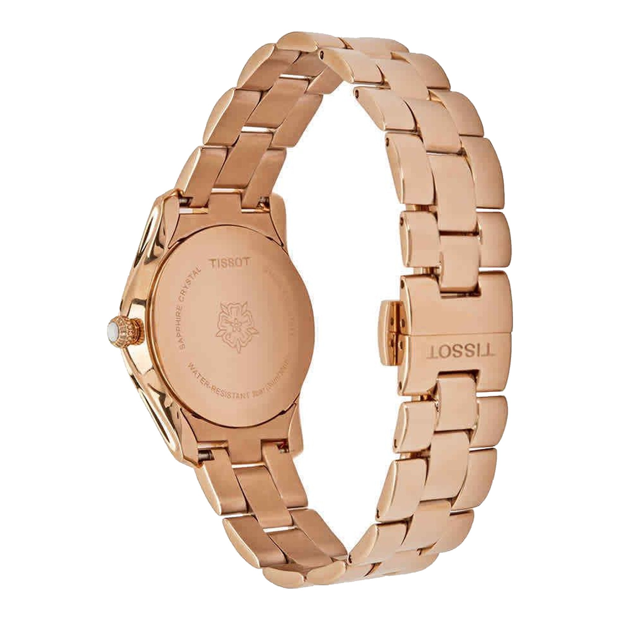 Tissot T Wave Mother of Pearl Dial Rose Gold Stainless Steel Watch For Women - T112.210.33.113.00 Watches Tissot   