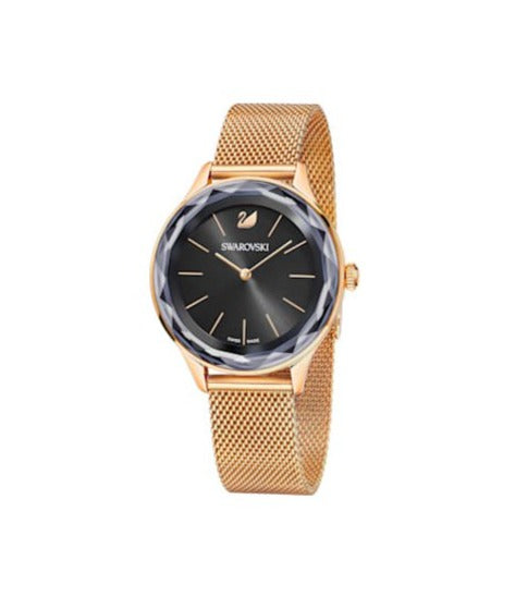 Swarovski Octea Nova Black Dial Rose Gold Mesh Bracelet Watch for Women - 5430424 Watches Swarovski   