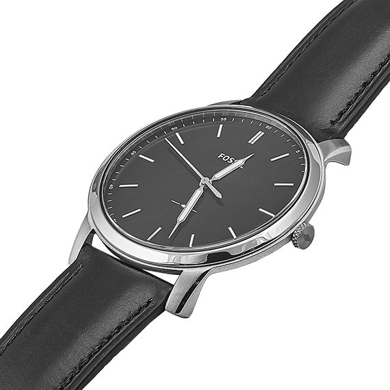 Fossil The Minimalist Three Hand Black Dial Black Leather Strap Watch for Men - FS5398 Watches Fossil   