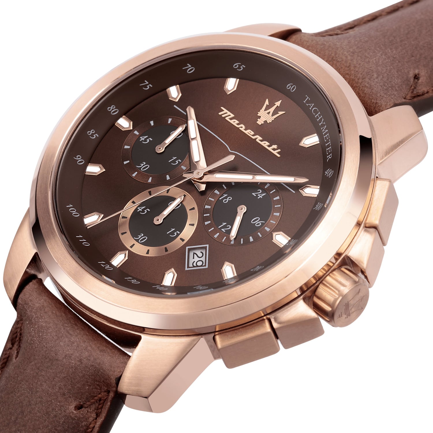 Maserati Successo Brown Dial Brown Leather Strap Watch For Men - R8871621004 Watches Maserati   