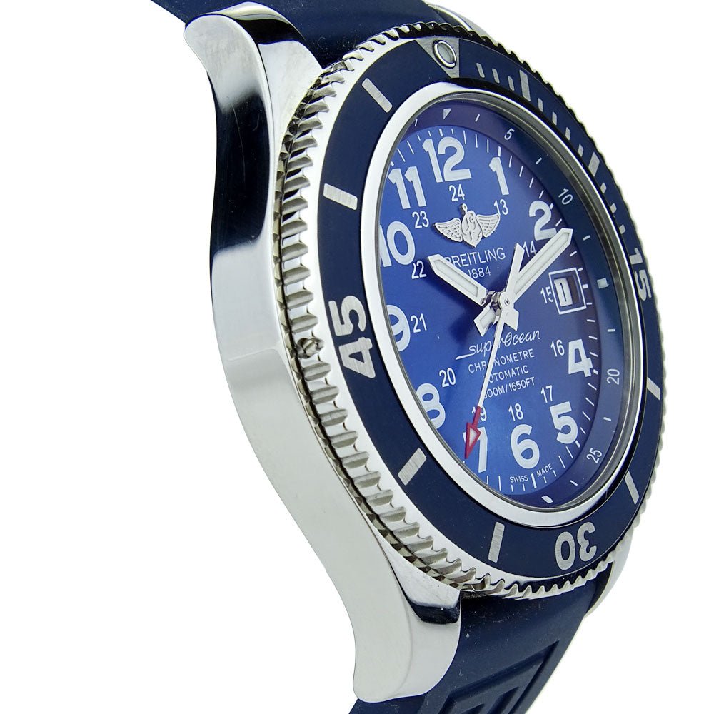 Breitling Superocean II 44mm Blue Dial Blue Rubber Strap Watch for Men - A17392D8/C910/158S/A20SS.1 Watches Breitling   