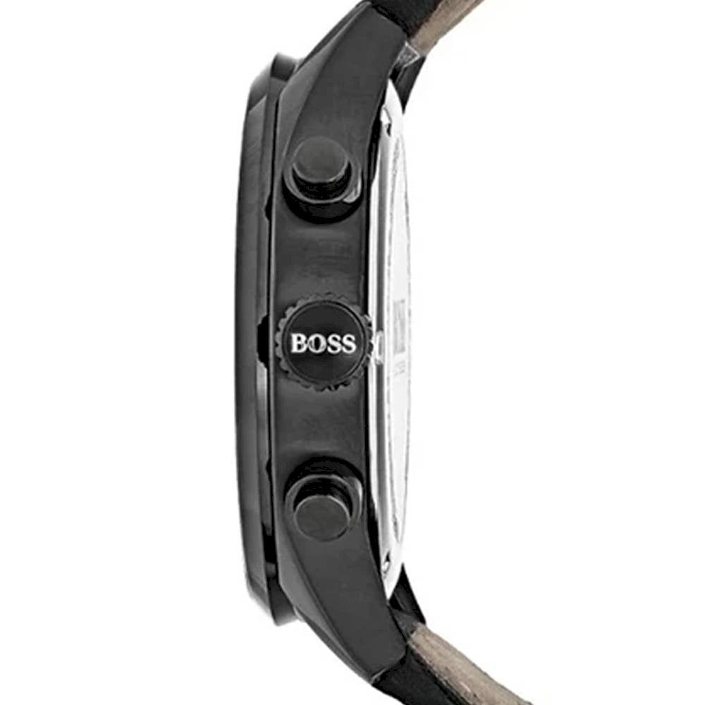 Hugo Boss Grand Prix Black Dial Black Leather Strap Watch for Men - 1513474 Watches Hugo Boss   