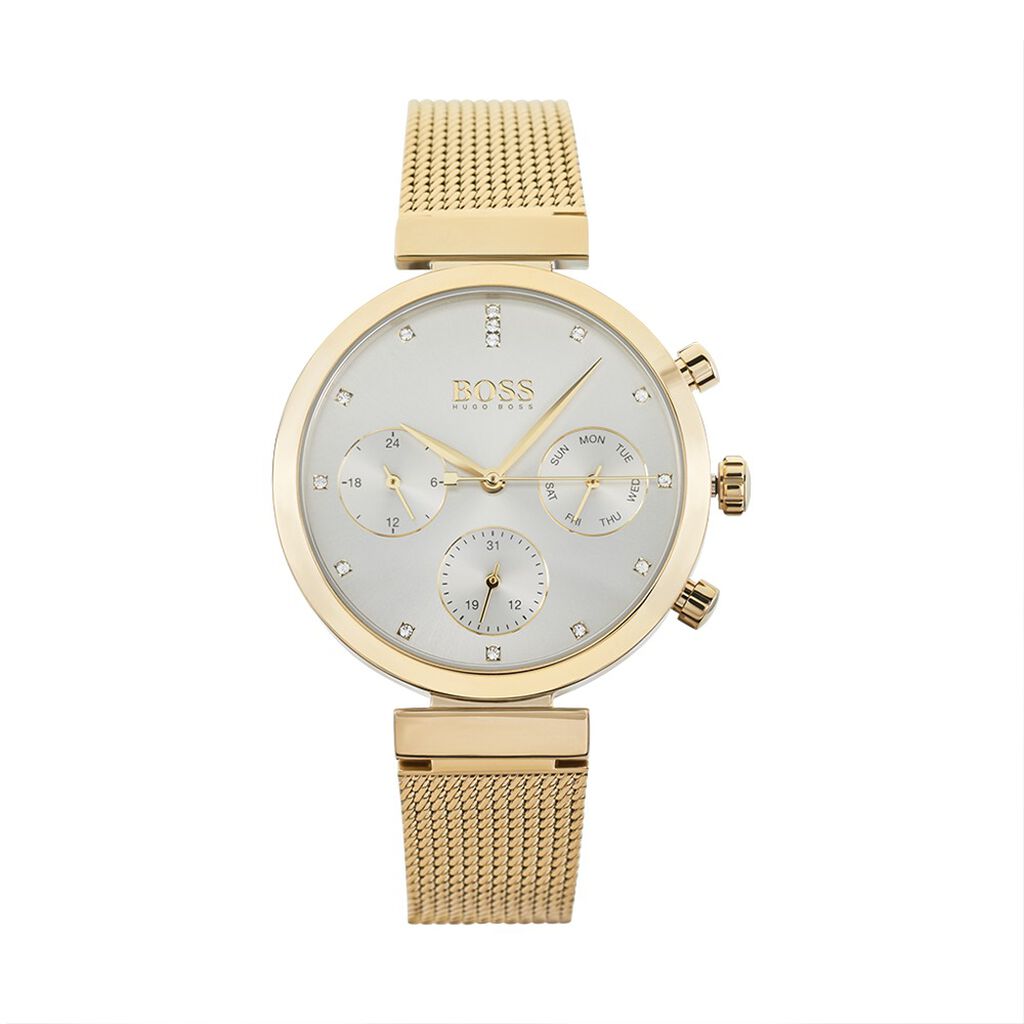 Hugo Boss Flawless White Dial Gold Mesh Bracelet Watch for Women - 1502552 Watches Hugo Boss   