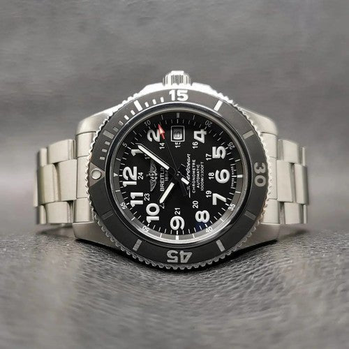 Breitling Superocean II 44mm Black Dial Black Steel Strap Watch for Men - A17392D71B1A1 Watches Breitling   