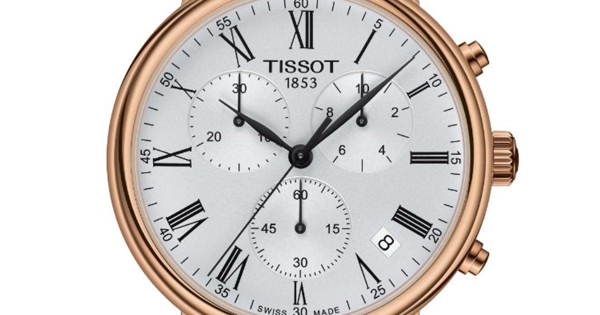 Tissot Carson Premium Chronograph White Dial Brown Leather Strap Watch For Men - T122.417.36.033.00 Watches Tissot   