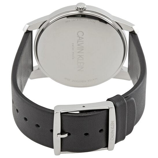 Calvin Klein City White Dial Black Leather Strap Watch for Men - K2G2G1CD Watches Calvin Klein   