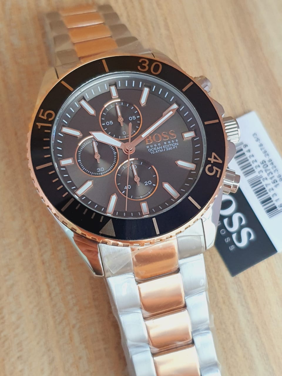 Hugo Boss Ocean Edition Black Dial Two Tone Steel Strap Watch for Men - 1513705 Watches Hugo Boss   