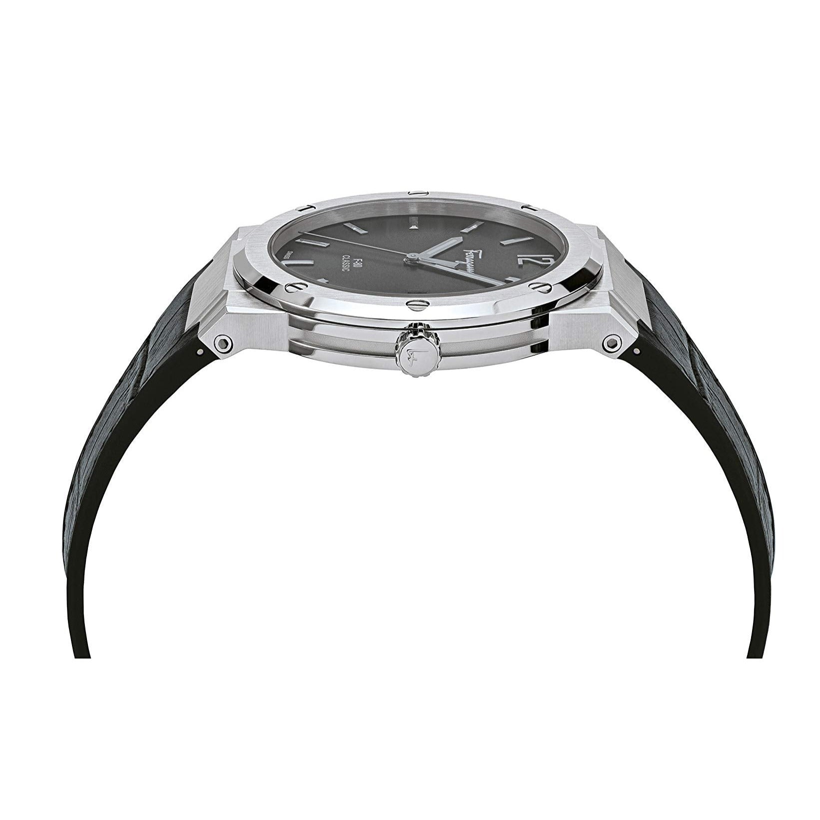 Salvatore Ferragamo F-80 Classic Black Dial Black Leather Strap  Watch for Men - SFDT00219 Watches Salvatore Ferragamo   