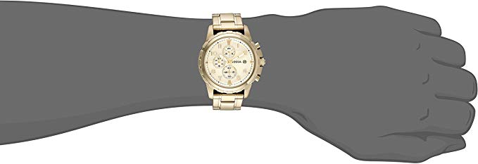 Fossil Dean Chronograph Champagne Dial Gold Steel Strap Watch for Men - FS4867 Watches Fossil   