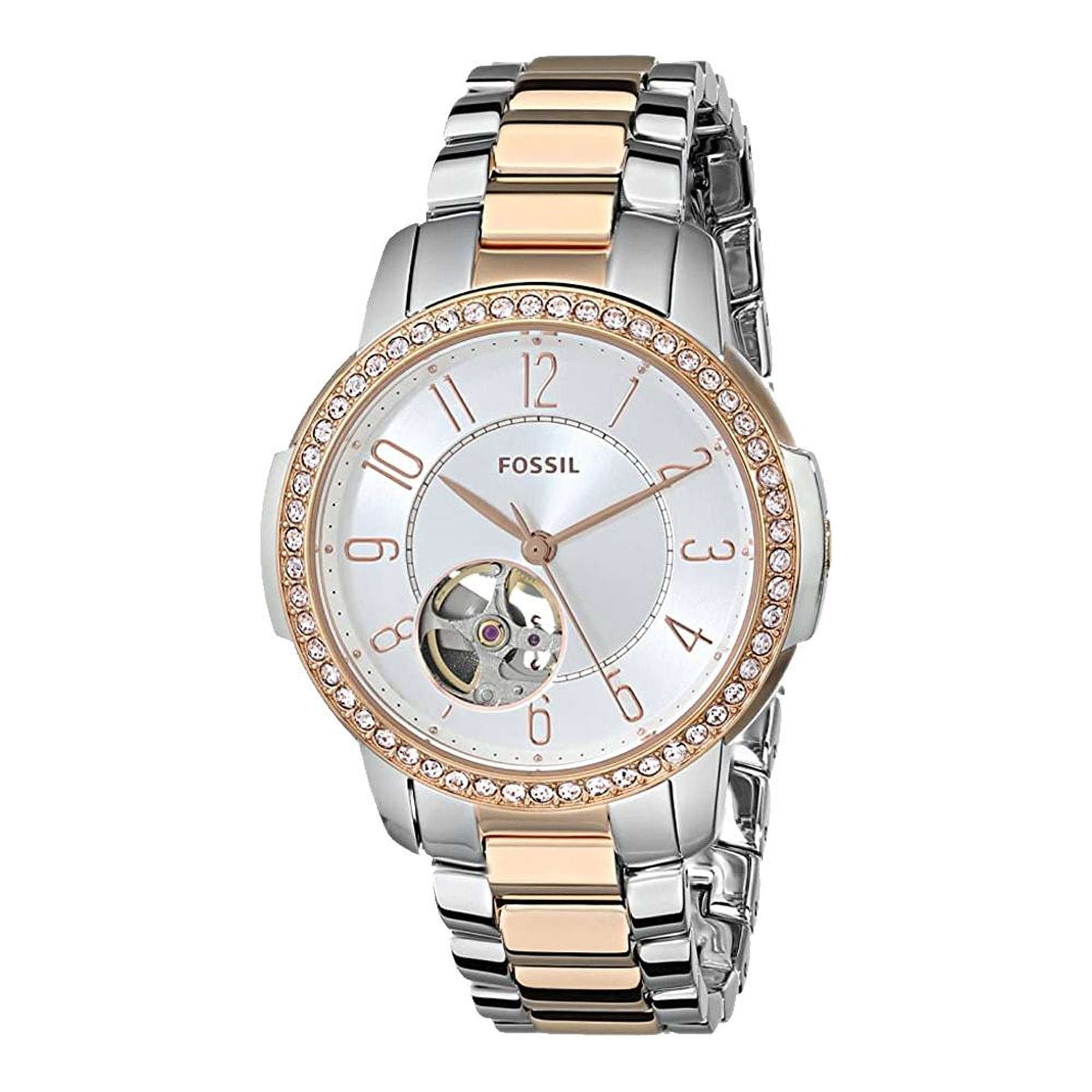 Fossil Architect Automatic Silver Dial Two Tone Steel Strap Watch for Women - ME3058 Watches Fossil   