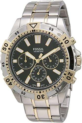 Fossil Garrett Chronograph Green Dial Two Tone Steel Strap Watch for Men - FS5622 Watches Fossil   