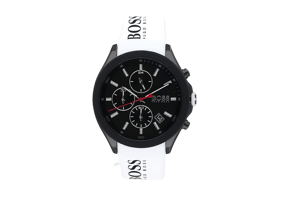 Hugo Boss Velocity Black Dial White Rubber Strap Watch for Men - 1513718 Watches Hugo Boss   