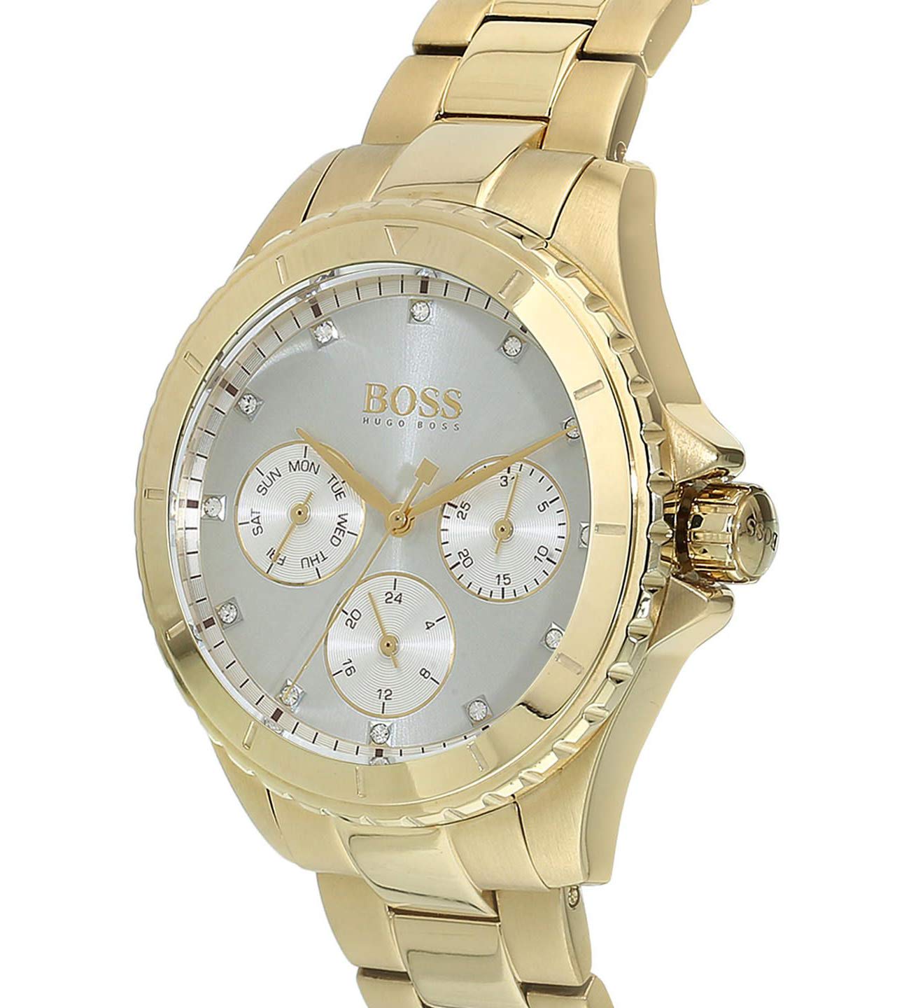 Hugo Boss Premiere White Dial Gold Steel Strap Watch for Women - 1502445 Watches Hugo Boss   