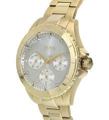 Hugo Boss Premiere White Dial Gold Steel Strap Watch for Women - 1502445 Watches Hugo Boss   