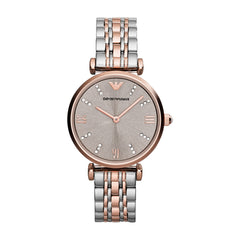 Emporio Armani Gianni T Bar Pink Dial Two Tone Stainless Steel Strap Watch For Women - AR11223 Watches Emporio Armani   