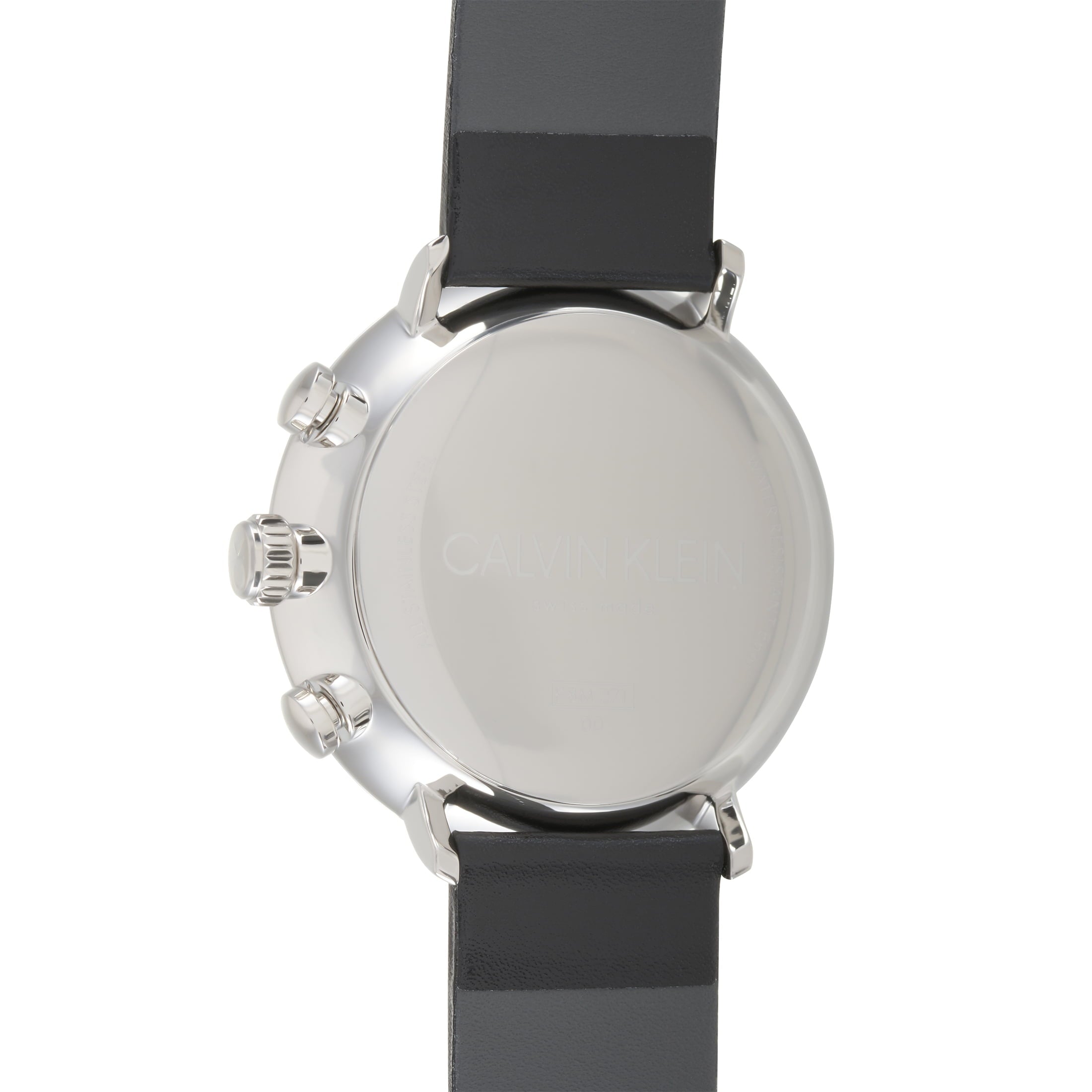 Calvin Klein High Noon Chronograph White Dial Black Leather Strap Watch for Men - K8M271C6 Watches Calvin Klein   