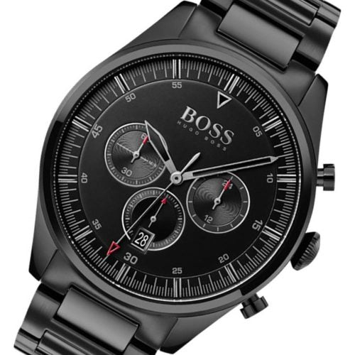 Hugo Boss Pioneer Black Dial Black Steel Strap Watch for Men - 1513714 Watches Hugo Boss   