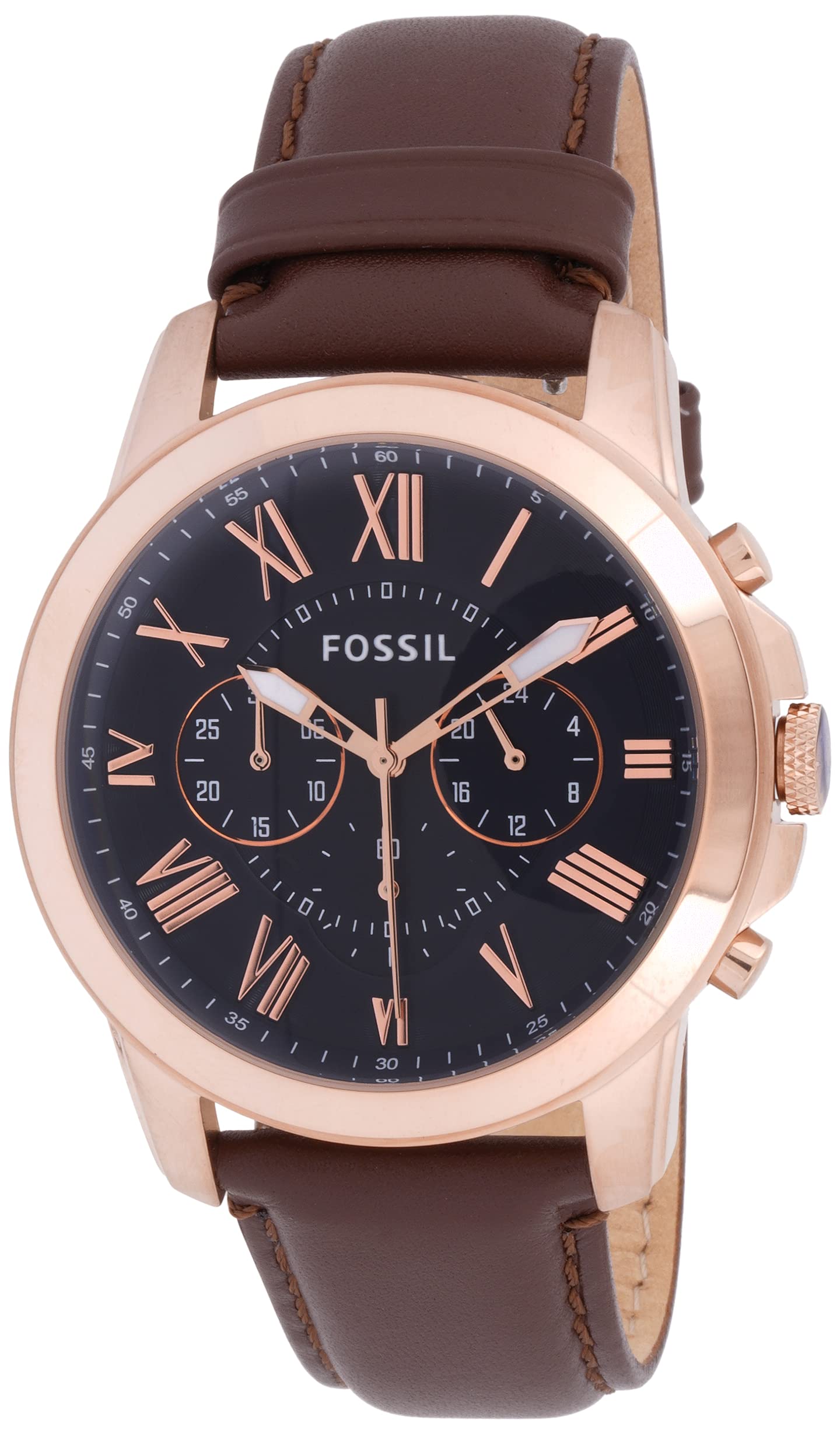 Fossil Grant Chronograph Blue Dial Brown Leather Strap Watch for Men - FS5068 Watches Fossil   