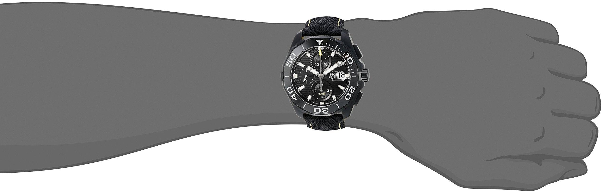 Tag Heuer Aquaracer Chronograph 43mm Black PVD Dial Black Nylon Strap Watch for Men - CAY218A.FC6361 Watches Tag Heuer   