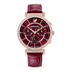 Swarovski Passage Chrono Red Dial Red Leather Strap Watch for Women - 5580345 Watches Swarovski   