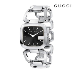 Gucci G Gucci Black Dial Silver Steel Strap Watch For Women - YA125510 Watches Gucci   