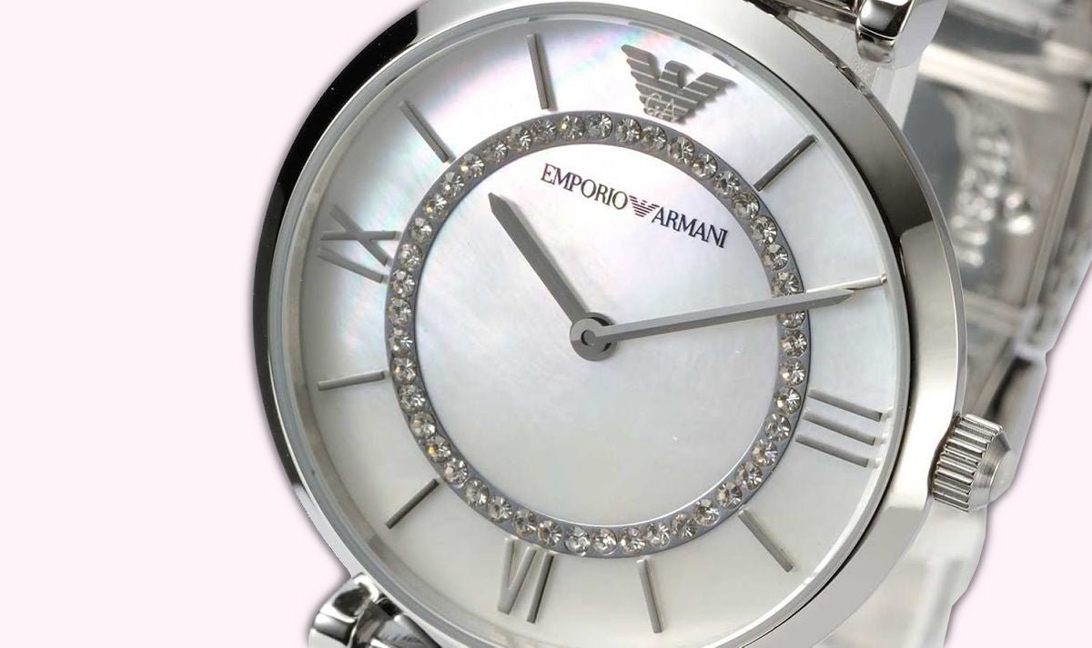 Emporio Armani Gianni T-Bar Mother of Pearl Dial Silver Stainless Steel Watch For Women - AR1908 Watches Emporio Armani   