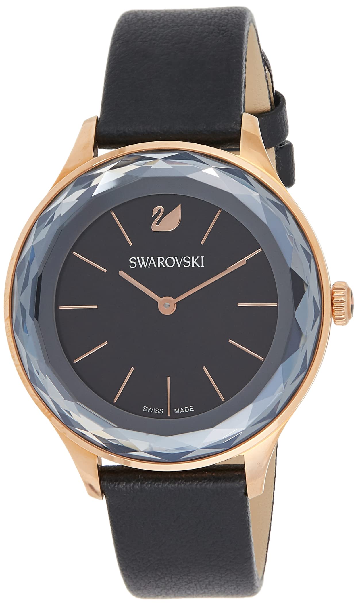 Swarovski Octea Nova Grey Dial Grey Leather Strap Watch for Women - 5295358 Watches Swarovski   