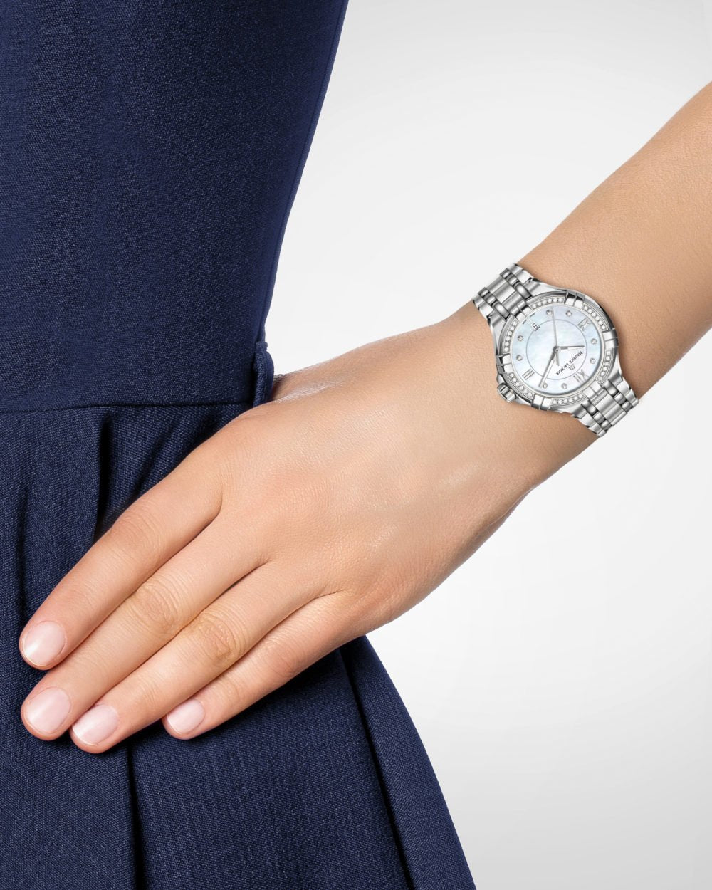 Maurice Lacroix Aikon White Mother of Pearl Dial Silver Steel Strap Watch for Women - A11006-SD502-170-1 Watches Maurice Lacroix   