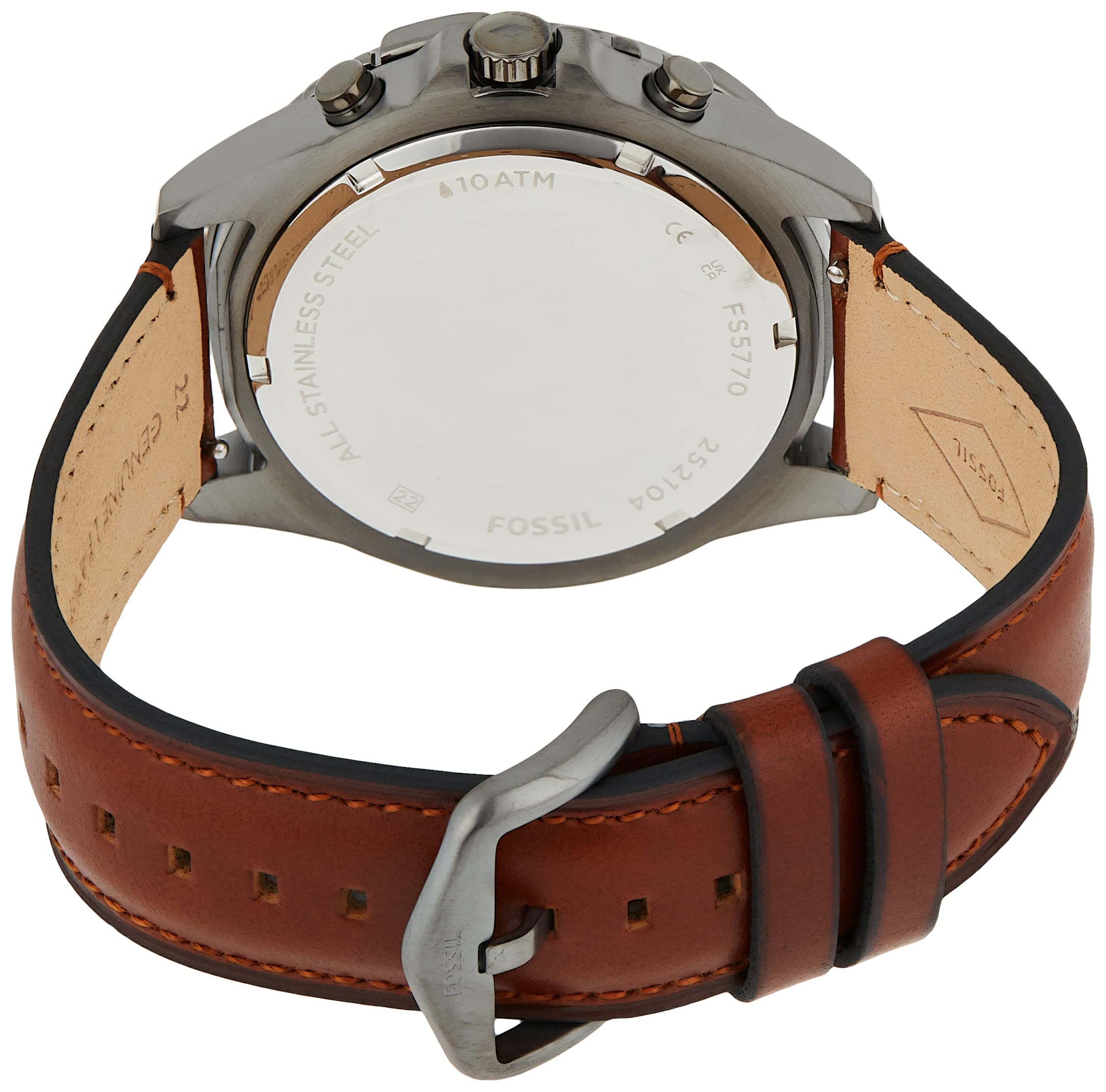 Fossil Garrett Chronograph Grey Dial Brown Leather Strap Watch for Men - FS5770 Watches Fossil   