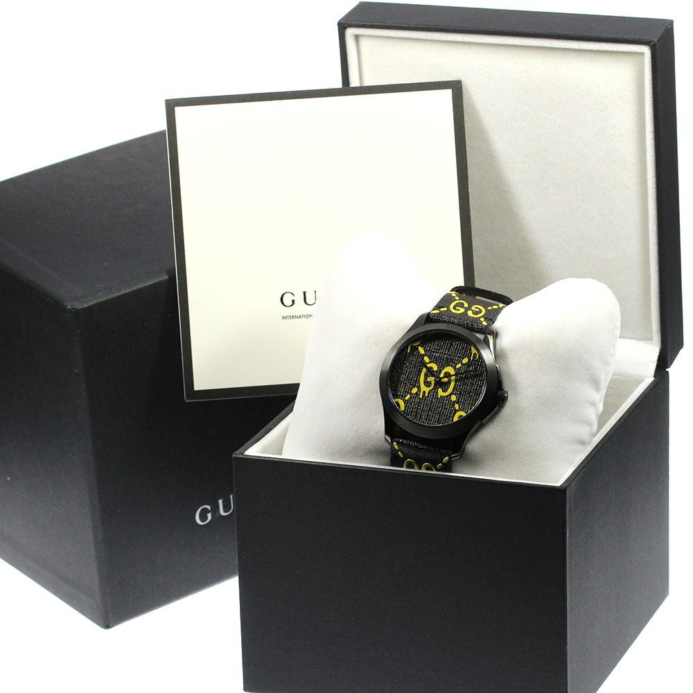 Gucci G Timeless Ghost Black Dial Leather Strap Watch For Men - YA1264019 Watches Gucci   