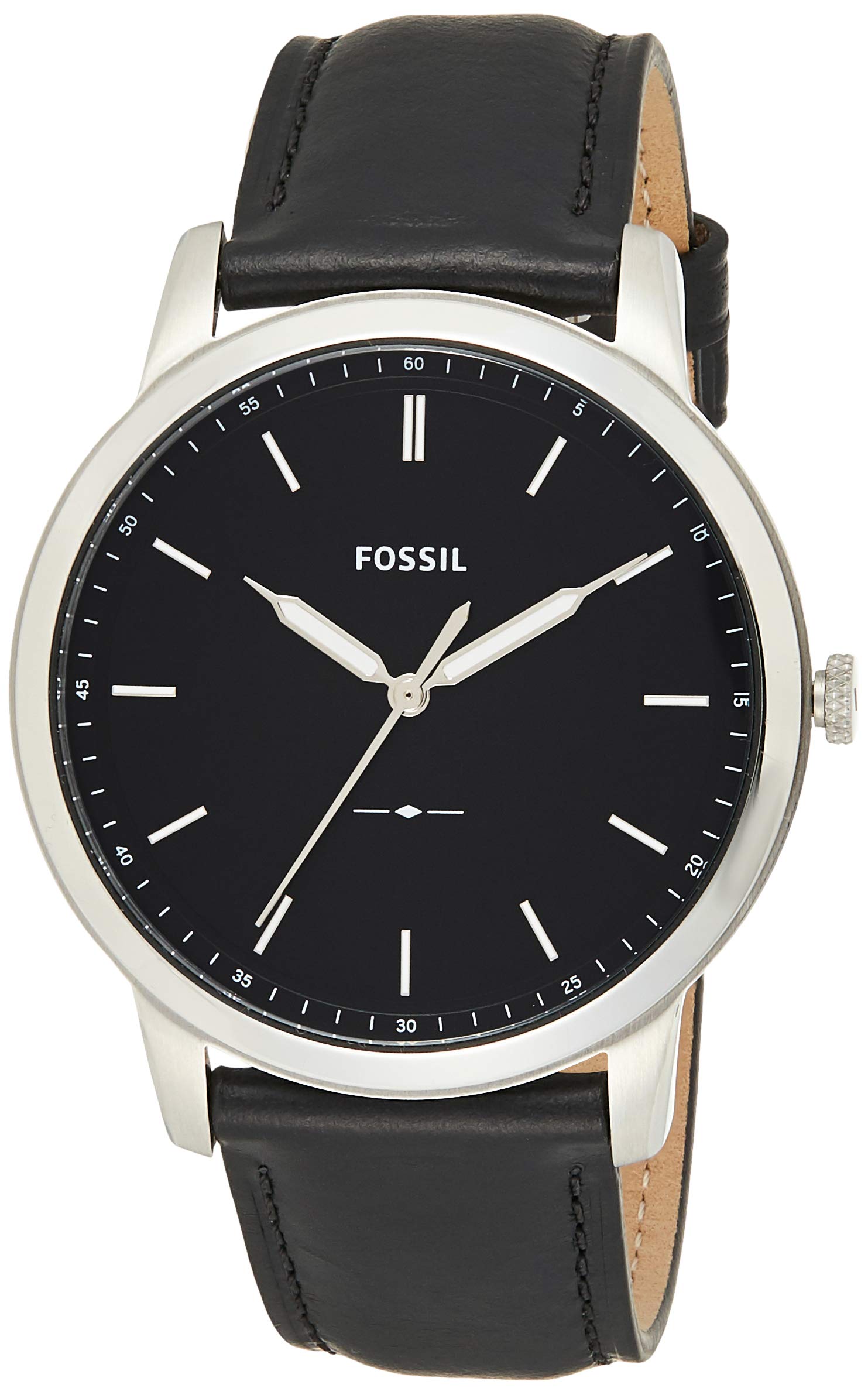 Fossil The Minimalist Three Hand Black Dial Black Leather Strap Watch for Men - FS5398 Watches Fossil   